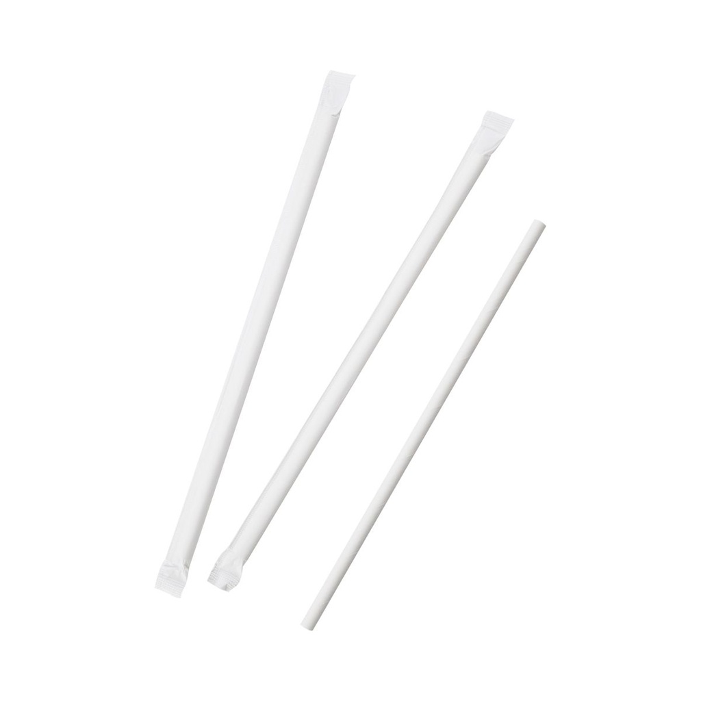 EN0438 PAILLE CARTON BLANC 6X197mm EMBALEES - vue 2
