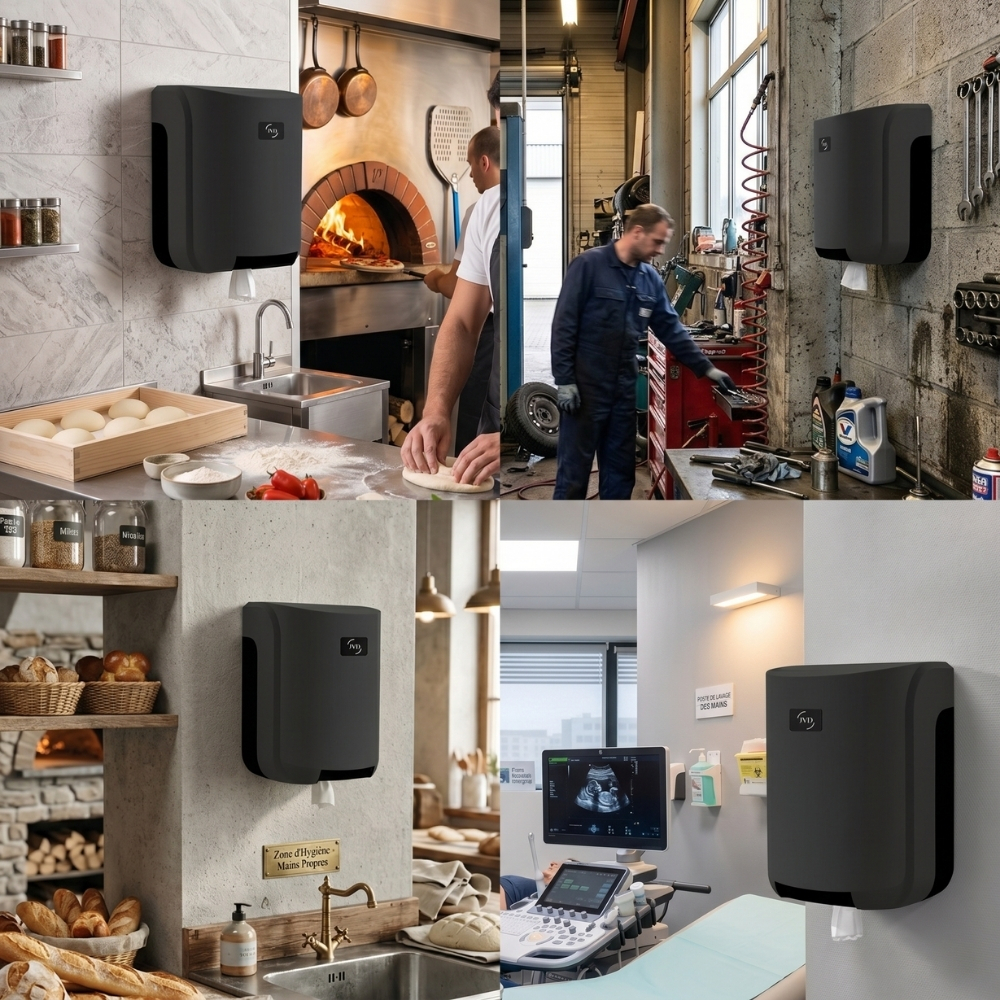 HY0027 Distributeur de bobine d'essuyage 450 formats - noir - vue 2