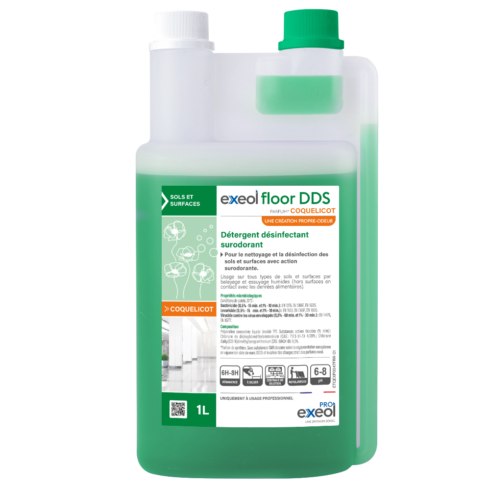 Détergent désinfectant surodorant Coquelicot 1L rechargeable