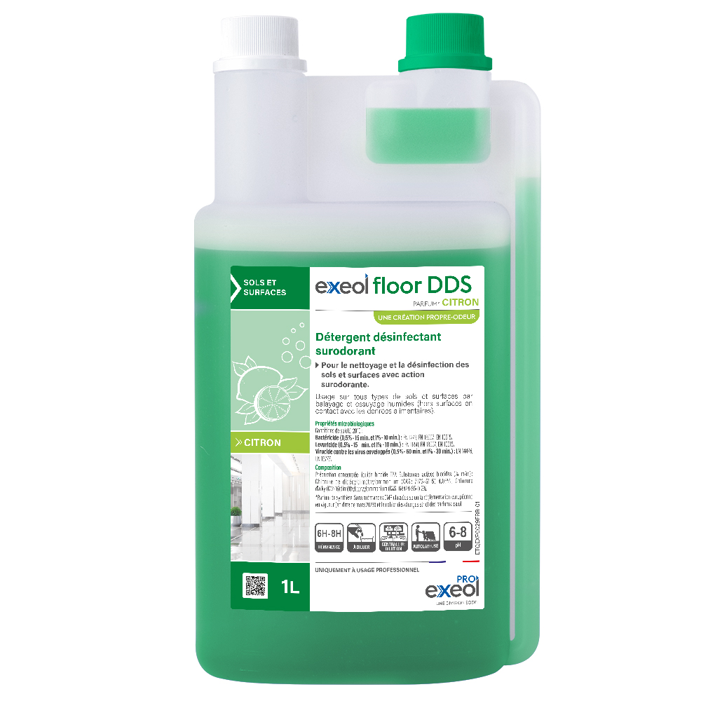 Détergent désinfectant surodorant sols Citron — DDS Exeol Floor 1L