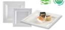 ASSIETTES CARREES BAGASSE 20CM /50 (PCB10)