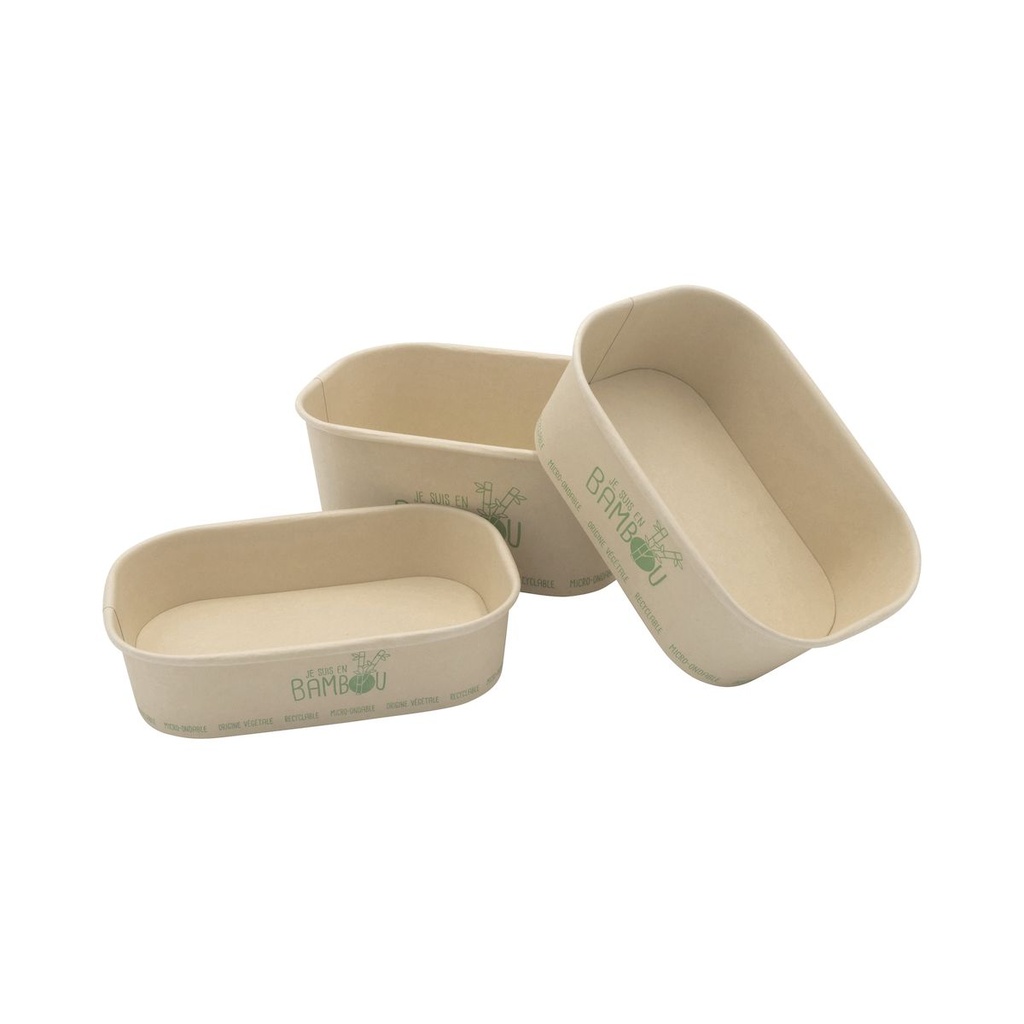 BARQUETTE BAMBOU MICRO-ONDABLE 750cc - 170x120x57mm/ 50 (PCB6)
