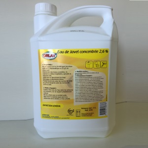 Javel concentrée 2,6% soit 8 dégrés Bidon de 5L (PCB4) Palette de 128