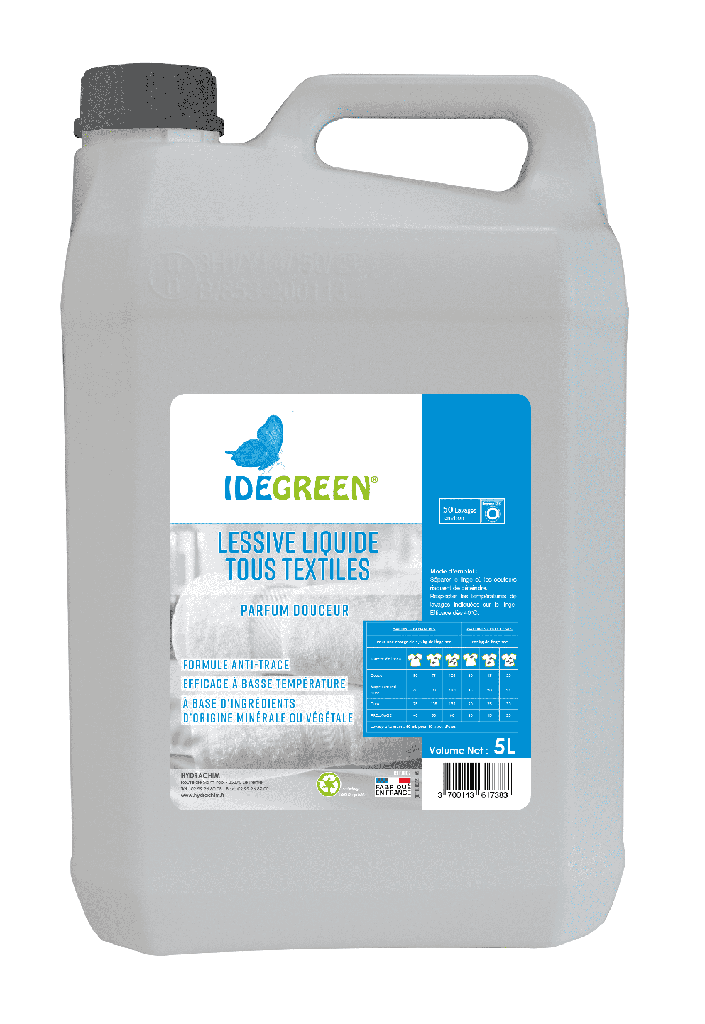Lessive liquide tous textiles parfum douceur IDEGREEN bidon de 3L (PCB4)