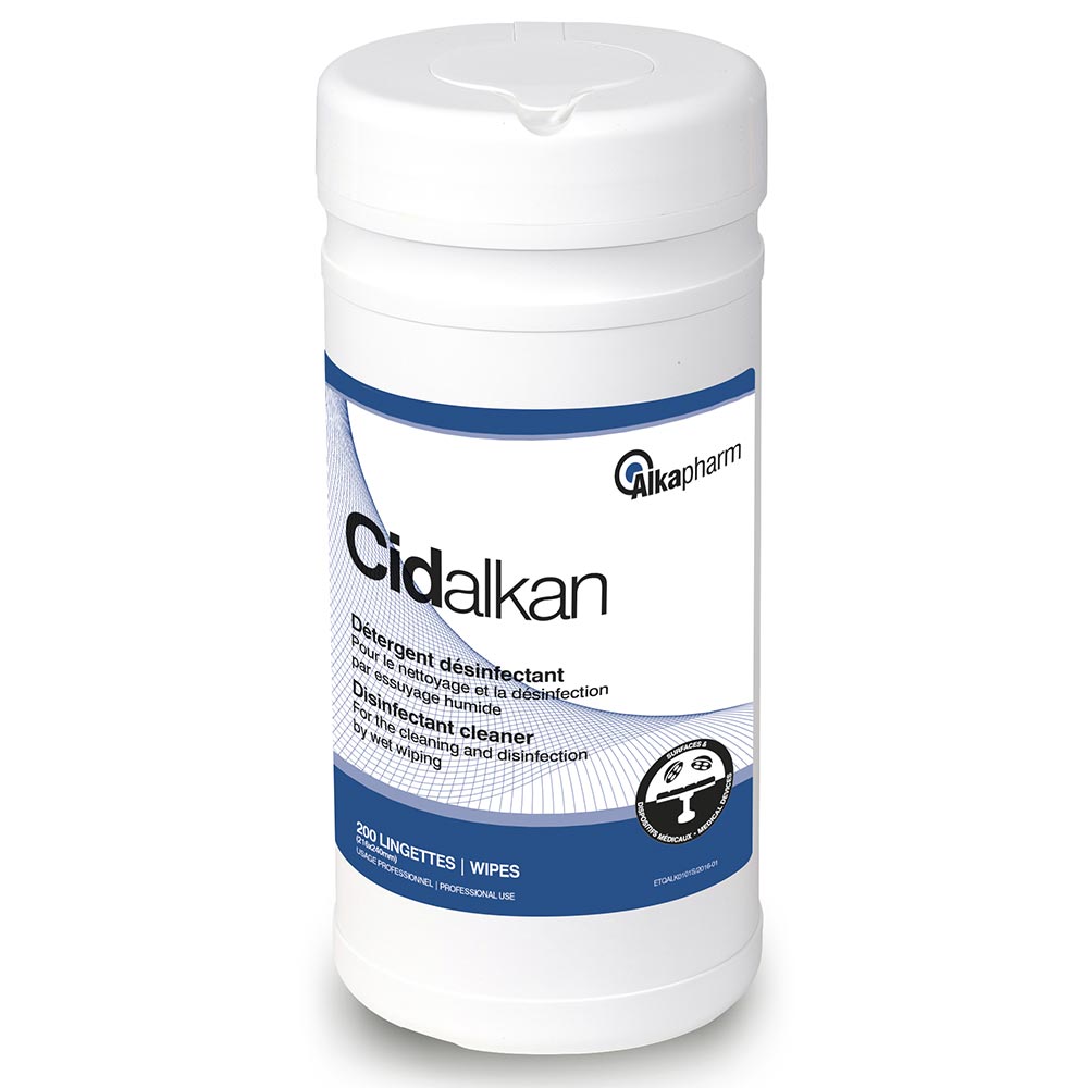 Lingettes désinfectantes surfaces et dispositifs médicaux — pot 200 - CIDALKAN