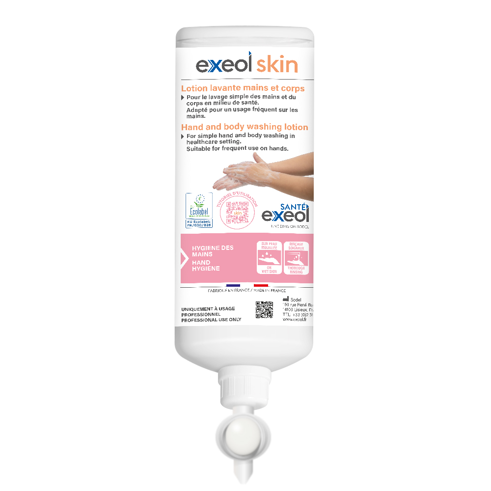 Gel lavant doux mains et corps peaux sensibles — 1 L - Exeol Skin