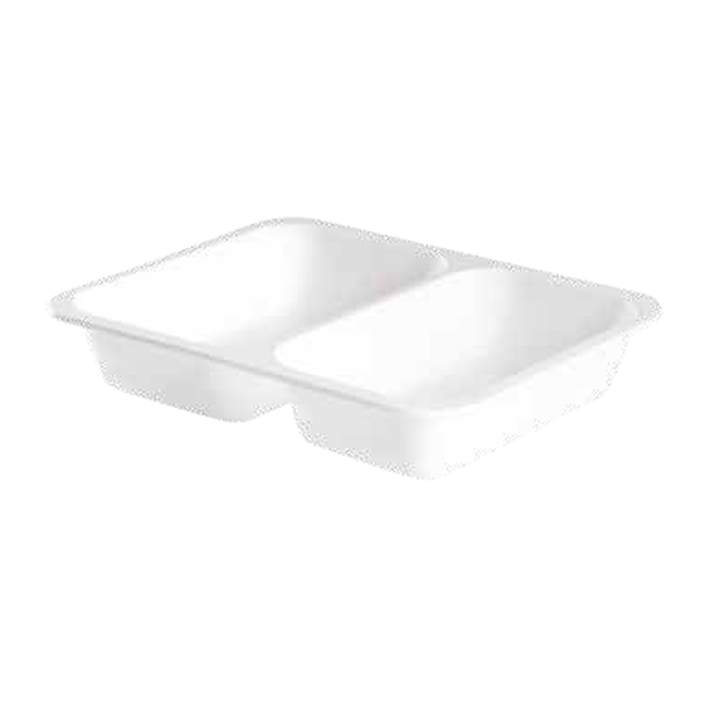 Plat PP 2 compartiments blanc hauteur 40 carton 360  (PCB1)