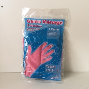 Gant de ménage latex rose réutilisable taille L