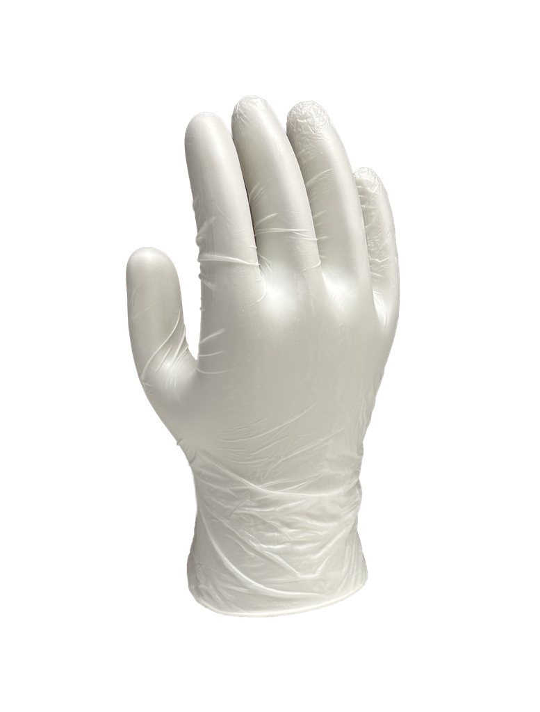 Gant vinyle transparent poudré taille L — boîte de 100