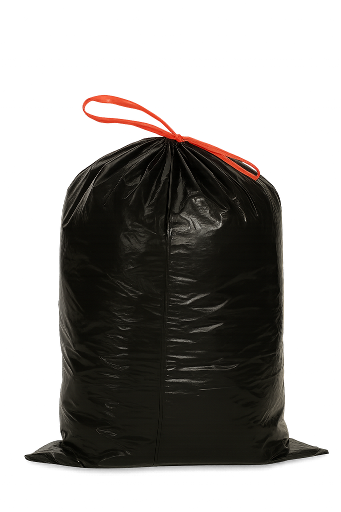 Sac poubelle noir 50 L 35 µm à lien coulissant — carton de 100