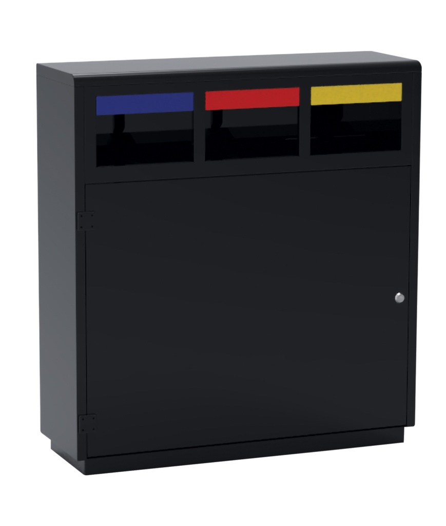 Station de tri sélectif  avec porte sac int - 3X40L - Noir en acier époxy