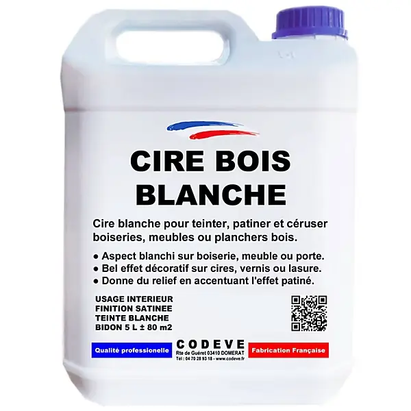 Cire bois blanche effet patiné boiseries et meubles — 5 L