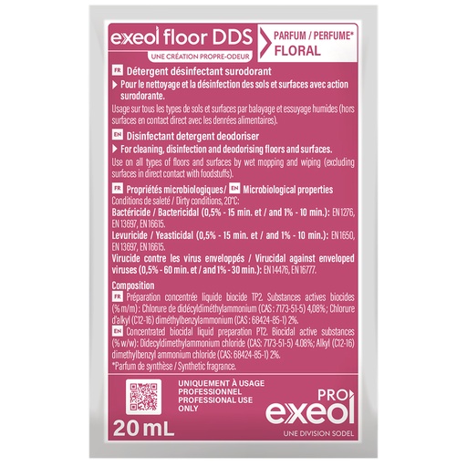 [DE0004] Détergent désinfectant surodorant sols Floral — DDS Exeol Floor carton 250×20 ml