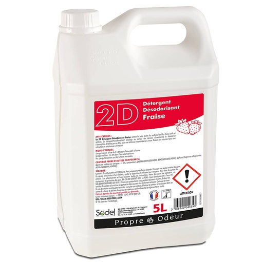 [DE0025] Détergent désodorisant neutre sols Fraise — 2D 5L