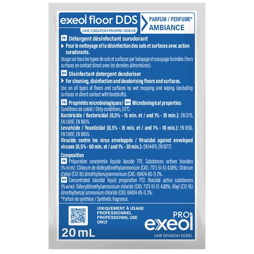 [DE0215] Détergent désinfectant surodorant sols Ambiance — DDS Exeol Floor carton 250×20 ml