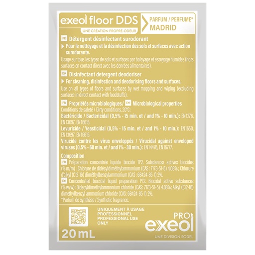 [DE0217] Détergent désinfectant surodorant sols Madrid — DDS Exeol Floor carton 250×20 ml