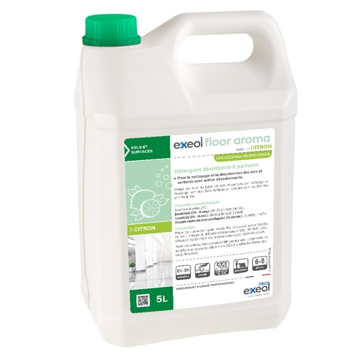 [DE0261] Détergent désinfectant parfumé sols Citron — DDP Exeol Floor Aroma 5L
