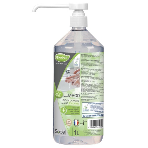 [EG0168] Lotion lavante mains écolabel — flacon pompe 1 L - EXEOL