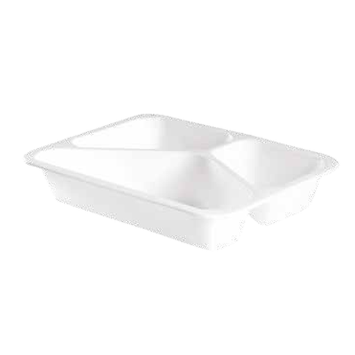 [EN0211] Plat PP 3 compartiments blanc hauteur 40 carton 360  (PCB1)