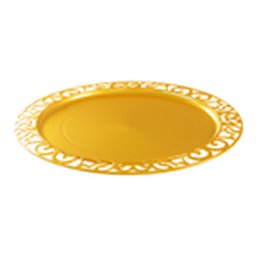 [EN0311] Sous assiette nacré OR ronde Prestige /4 Diam.300 dentellée (PCB18)
