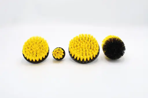 [EV0073] Lot de 4 brosses (poils durs jaunes) pour visseuse - (PCB20)
