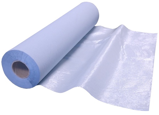 [HY0045] Drap d'examen plastifié bleu — carton de 6 rouleaux