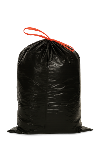 [HY0166] Sac poubelle noir 100 L 40 µm à lien coulissant — carton de 100