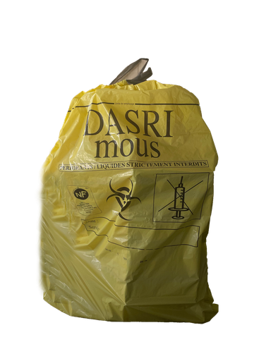 [HY0228] Sac DASRI jaune 100 L 22 µm BD à lien coulissant — carton de 300