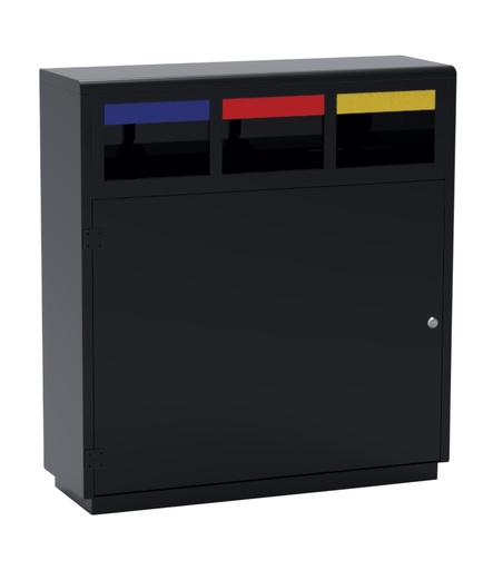 [MN0305] Station de tri sélectif  avec porte sac int - 3X40L - Noir en acier époxy