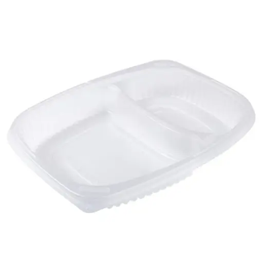 [EN0502] Barquette Cookipack 2 compartiments 1250 ml transparente micro-ondable/40(PCB8)